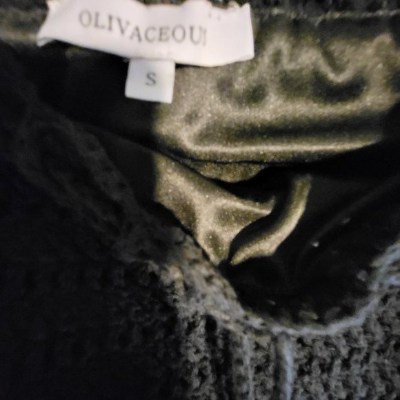 Oliveacious Black Macrame Fringe Skirt and Matching Crop Top size Small - Picture 2 of 8